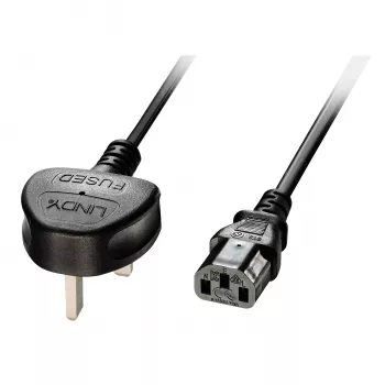 Lindy 5 m UK 3-pistoke – IEC C13 virtajohto, musta, 5 m, C13-liitin