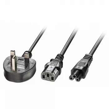 Lindy 2,5 m UK 3-pistoke – IEC C13 ja IEC C5 -haaroitusjatkokaapeli, musta