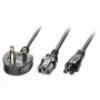 Lindy 2,5 m UK 3-pistoke – IEC C13 ja IEC C5 -haaroitusjatkokaapeli, musta