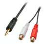 Lindy 0,25 m AV-adapterikaapeli – 3,5 mm jakkiuros 2 x RCA-naaras