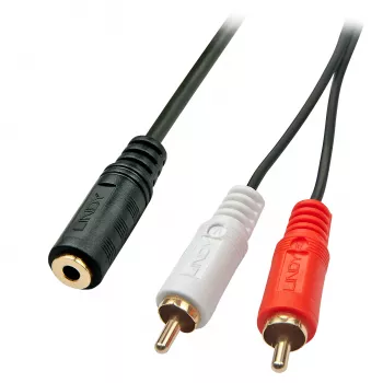 Lindy 0,25 m AV-adapterikaapeli – 3,5 mm jakkinaaras 2 x RCA-uros