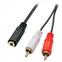 Lindy 0,25 m AV-adapterikaapeli – 3,5 mm jakkinaaras 2 x RCA-uros