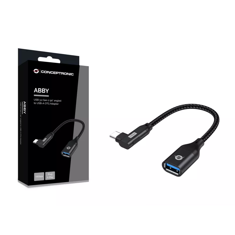 Conceptronic ABBY19B USB 3.2 Gen 2 90° kulma - USB-A OTG -adapteri