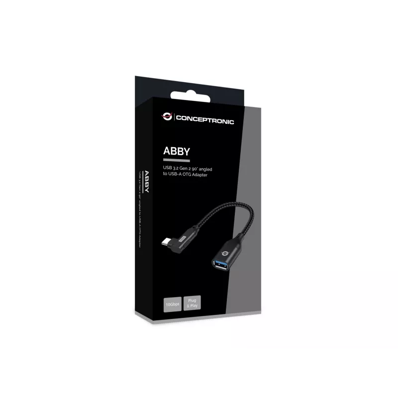 Conceptronic ABBY19B USB 3.2 Gen 2 90° kulma - USB-A OTG -adapteri