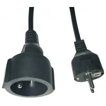 MicroConnect MC-PE0500FRB -virtajohdon jatko 500 cm EU-pistokkeella, musta