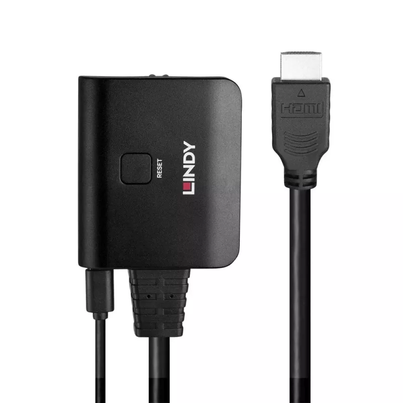 Lindy 2-porttinen HDMI 4K60 -jakaja kaapeli musta 3840x2160