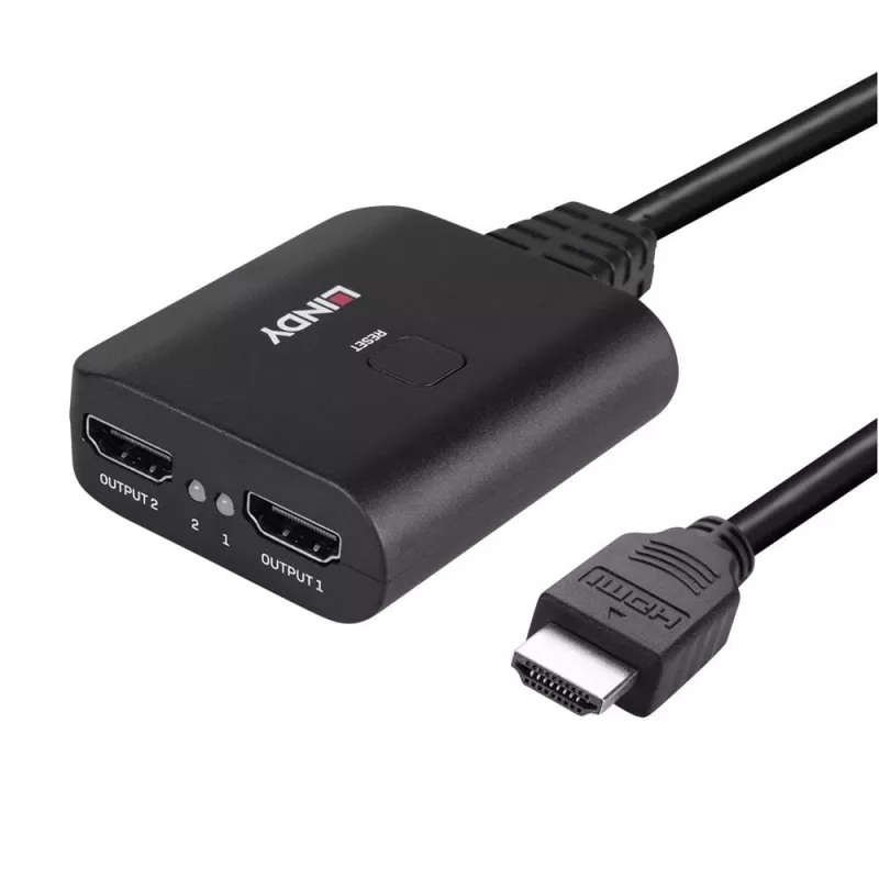 Lindy 2-porttinen HDMI 4K60 -jakaja kaapeli musta 3840x2160
