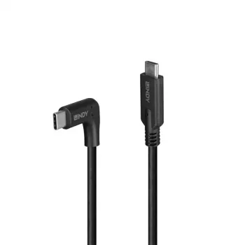 Lindy 1 m USB 3.2 Type-C -kaapeli, 90° kulmaliitin, 10 Gbit/s
