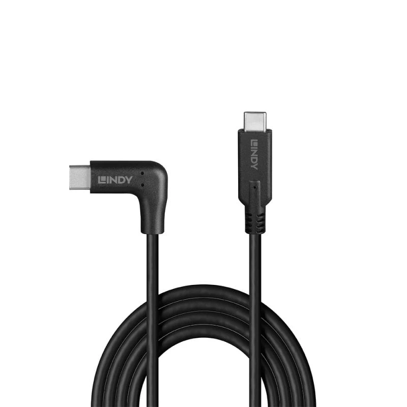 Lindy 1 m USB 3.2 Type-C -kaapeli, 90° kulmaliitin, 10 Gbit/s