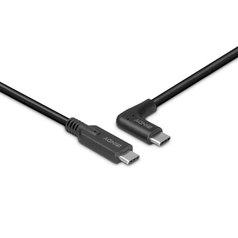 Lindy 1 m USB 3.2 Type-C -kaapeli, 90° kulmaliitin, 10 Gbit/s