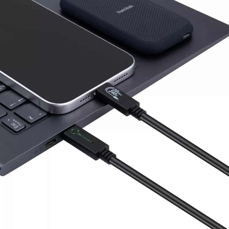 Microconnect ECO-USB3.2CC1.5 USB-kaapeli USB 3.2 Gen 2x2 1,5 m USB C musta