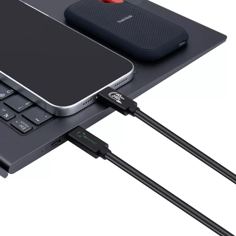 USB4-kaapeli MicroConnect ReConnect ECO-USB4CC1 — USB4 data- ja latauskaapeli (malli ECO-USB4CC1)