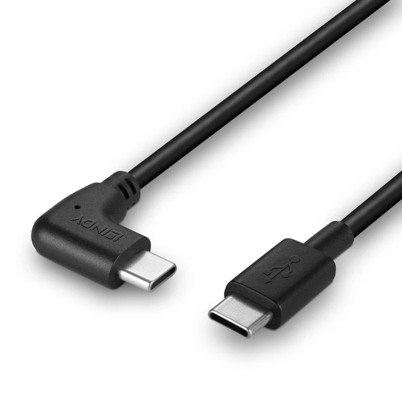 Lindy 1 m USB 2.0 suora USB-C - kulma USB-C -kaapeli
