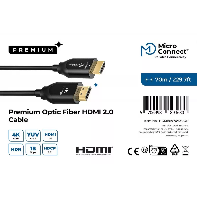 Microconnect Premium Optic HDMI-kaapeli 70 m