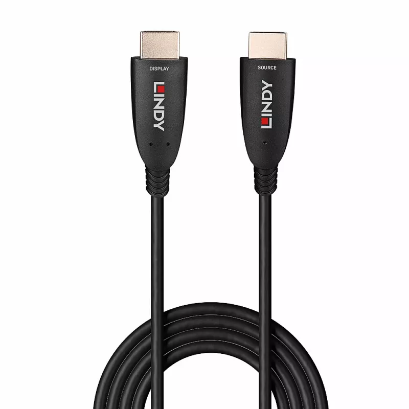 Lindy 38518 hybridi-valokuitu-HDMI 8K60 -kaapeli, 100 m, 4K 120 Hz, musta