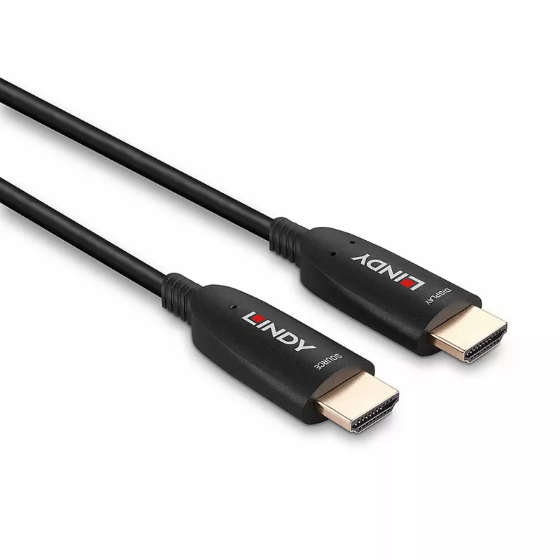 Lindy 38518 hybridi-valokuitu-HDMI 8K60 -kaapeli, 100 m, 4K 120 Hz, musta