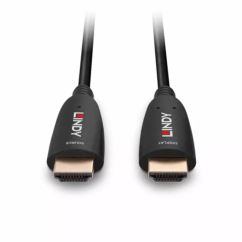 Lindy 38518 hybridi-valokuitu-HDMI 8K60 -kaapeli, 100 m, 4K 120 Hz, musta
