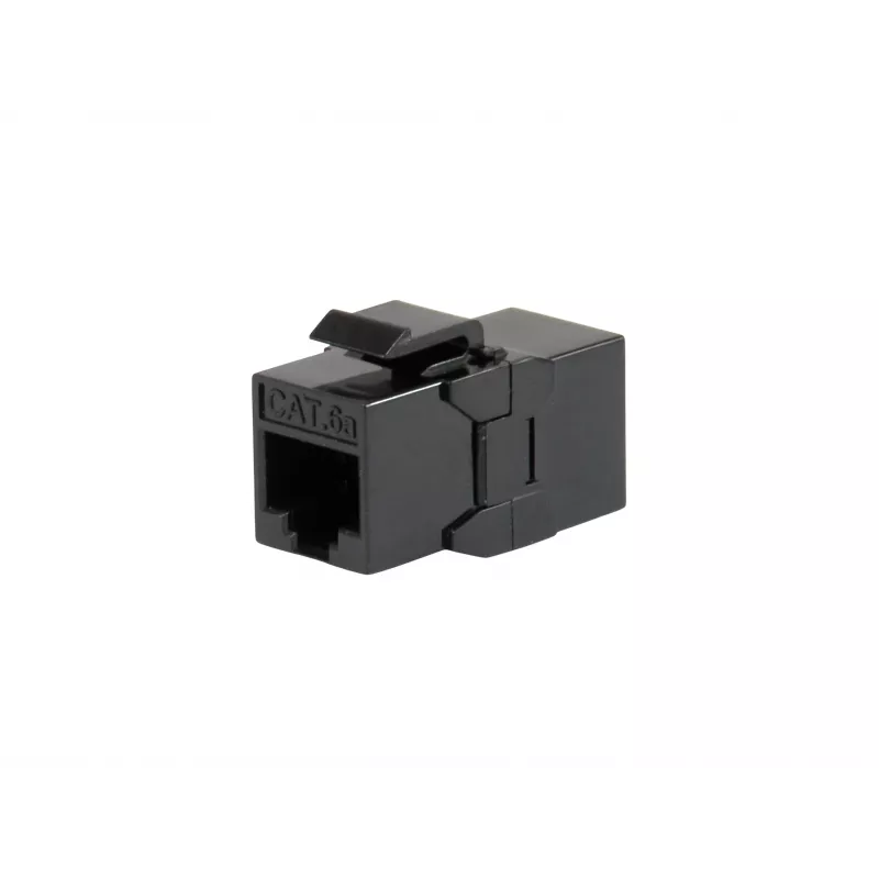 Keystone-inline-liitin EQUIP Cat.6A suojaamaton, RJ-45, matala rakenne, musta, 8 kpl