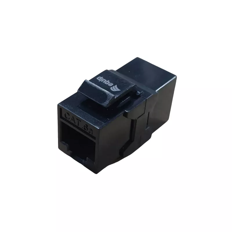 Keystone-inline-liitin EQUIP Cat.6A suojaamaton, RJ-45, matala rakenne, musta, 8 kpl