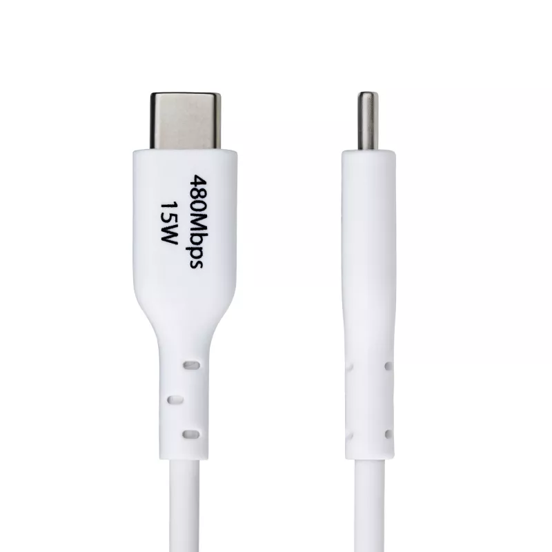 StarTech.com 1 m USB-A - USB-C -latauskaapeli, lataus ja synkronointi, 3A, USB 2.0, TPE-päällyste – valkoinen USB-latauskaapeli