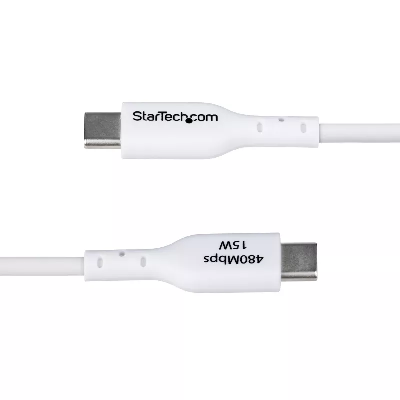 StarTech.com 1 m USB-A - USB-C -latauskaapeli, lataus ja synkronointi, 3A, USB 2.0, TPE-päällyste – valkoinen USB-latauskaapeli