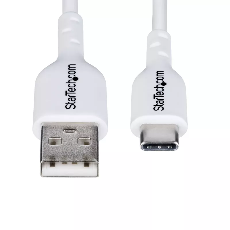 StarTech.com 1 m USB-A - USB-C -latauskaapeli, lataus ja synkronointi, 3A, USB 2.0, TPE-päällyste – valkoinen USB-latauskaapeli