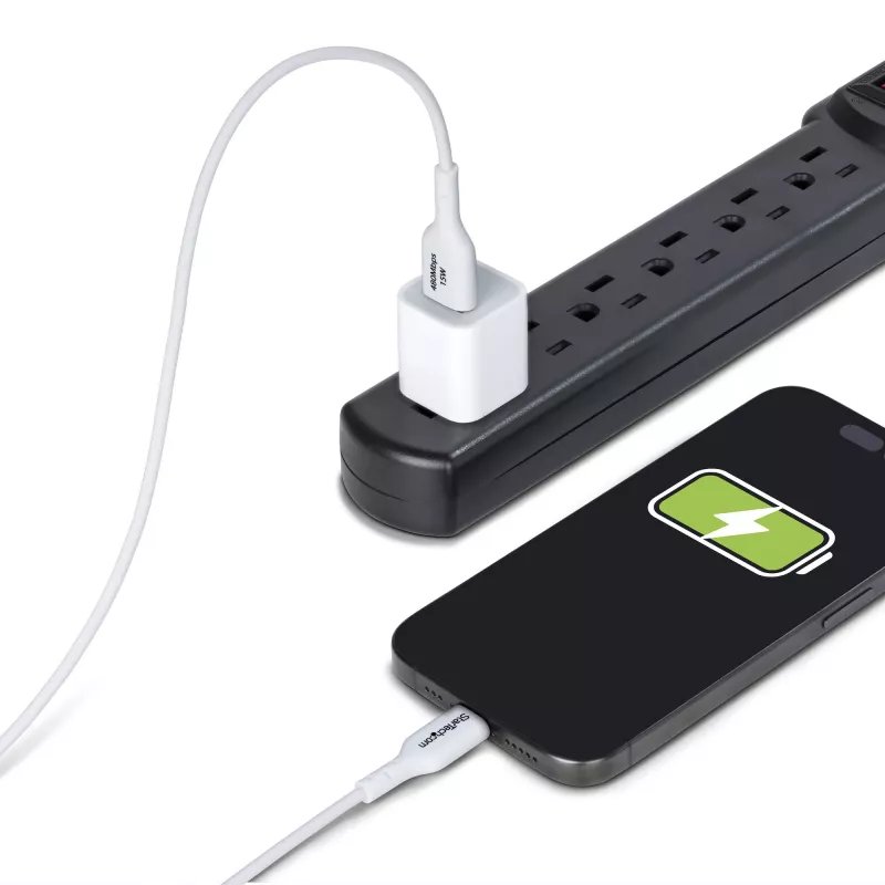 StarTech.com 1 m USB-A - USB-C -latauskaapeli, lataus ja synkronointi, 3A, USB 2.0, TPE-päällyste – valkoinen USB-latauskaapeli