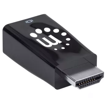 Manhattan HDMI-VGA-muunnin (äänellä), 1080p, uros-naaras, Micro-USB-virtaliitäntä lisävirtaa varten tarvittaessa, musta, kolmen vuoden takuu
