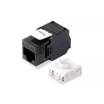 Equip Cat.6A suojaamaton Keystone-kojerasia työkaluton, RJ-45, LSA, musta