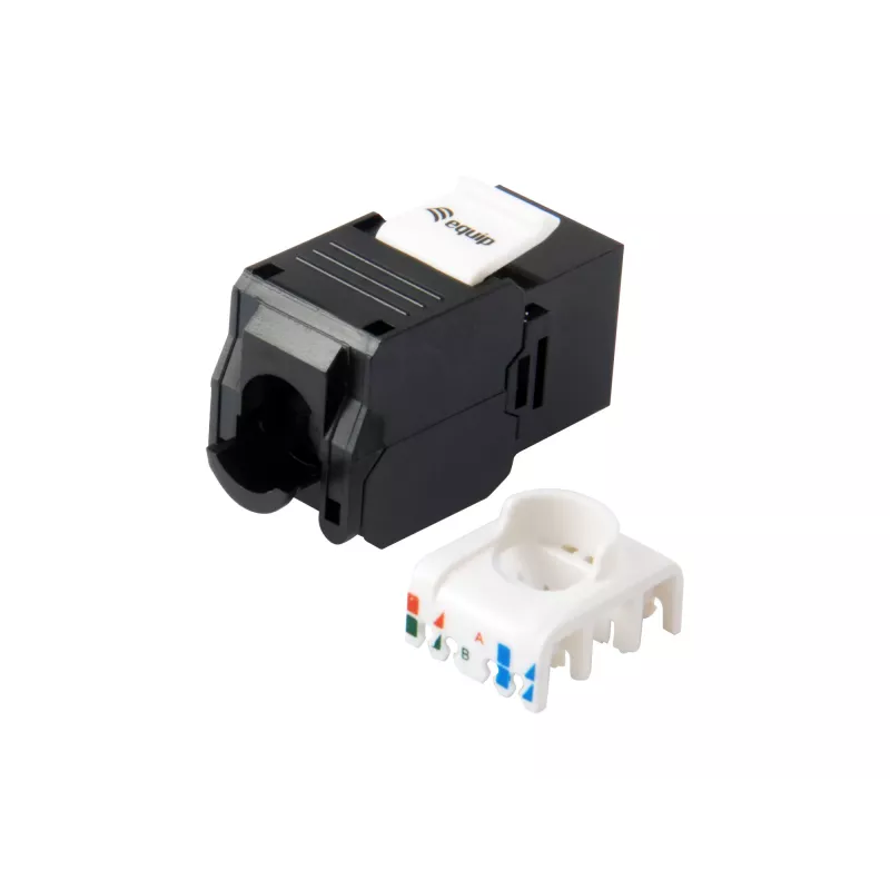 Equip Cat.6A suojaamaton Keystone-kojerasia työkaluton, RJ-45, LSA, musta