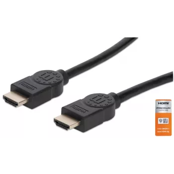 HDMI-kaapeli Ethernetillä Manhattan HDMM1MP 1 m uros-uros musta