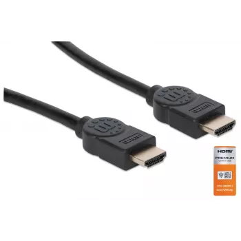 HDMI-kaapeli Ethernetillä Manhattan HDMM1MP 1 m uros-uros musta