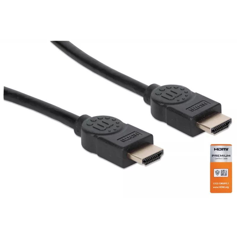 HDMI-kaapeli Ethernetillä Manhattan HDMM1MP 1 m uros-uros musta