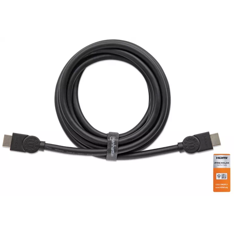 HDMI-kaapeli Ethernetillä Manhattan HDMM1MP 1 m uros-uros musta