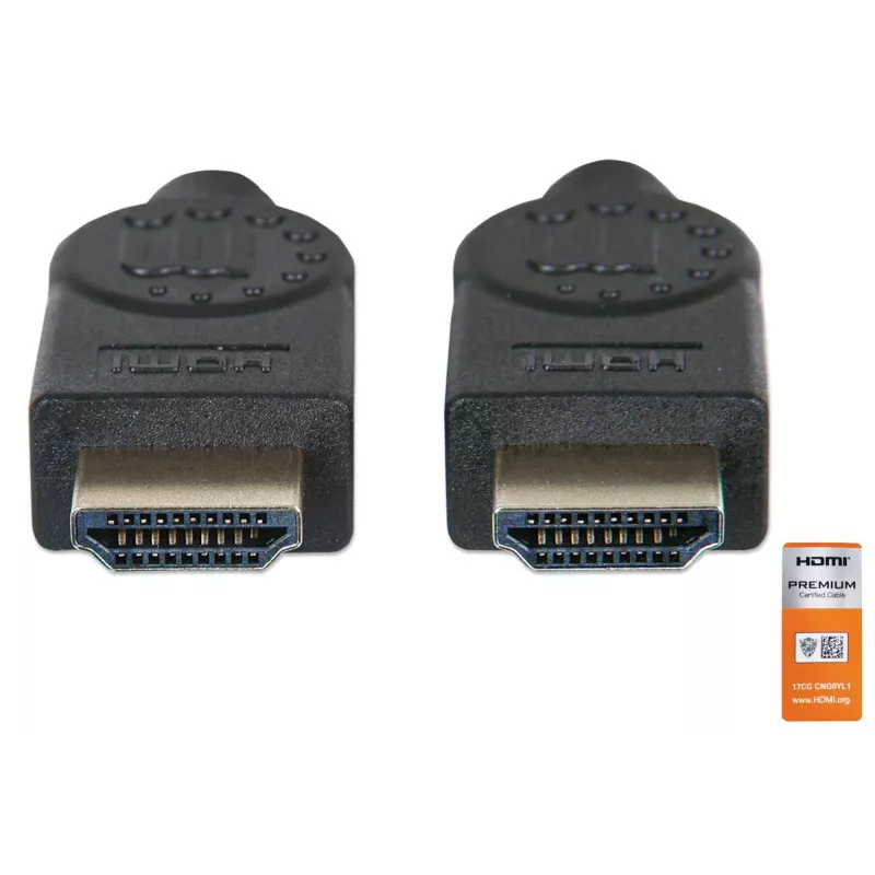 HDMI-kaapeli Ethernetillä Manhattan HDMM1MP 1 m uros-uros musta