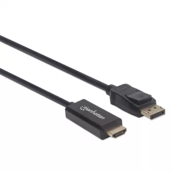 Manhattan DisplayPort 1.1 -HDMI-kaapeli, 1080p@60Hz, 1 m, uros-uros, DP lukituksella, musta, ei kaksisuuntainen, kolmen vuoden takuu