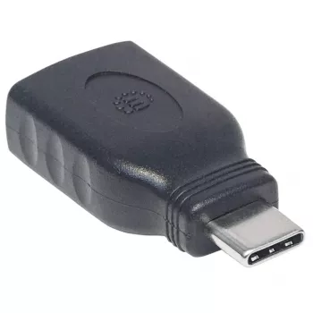Manhattan USB-C - USB-A -adapteri, uros-naaras, 5 Gbit/s (USB 3.2 Gen1, myös USB 3.0), SuperSpeed USB, musta, elinikäinen takuu, vastaa USB31CAADG