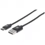 Manhattan USB-C - USB-A -kaapeli, 2 m, uros-uros, musta, 480 Mbit/s (USB 2.0), Hi-Speed USB, elinikäinen takuu, vastaa USB2AC2M