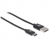 Manhattan USB-C - USB-A -kaapeli, 2 m, uros-uros, musta, 480 Mbit/s (USB 2.0), Hi-Speed USB, elinikäinen takuu, vastaa USB2AC2M