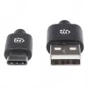 Manhattan USB-C - USB-A -kaapeli, 2 m, uros-uros, musta, 480 Mbit/s (USB 2.0), Hi-Speed USB, elinikäinen takuu, vastaa USB2AC2M