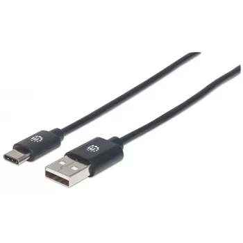 Manhattan USB-C - USB-A -kaapeli, 3 m, uros-uros, 480 Mbit/s (USB 2.0), Hi-Speed USB, musta, elinikäinen takuu