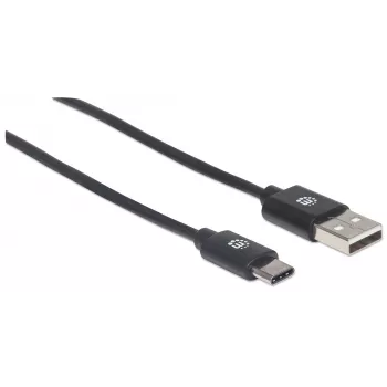 Manhattan USB-C - USB-A -kaapeli, 3 m, uros-uros, 480 Mbit/s (USB 2.0), Hi-Speed USB, musta, elinikäinen takuu