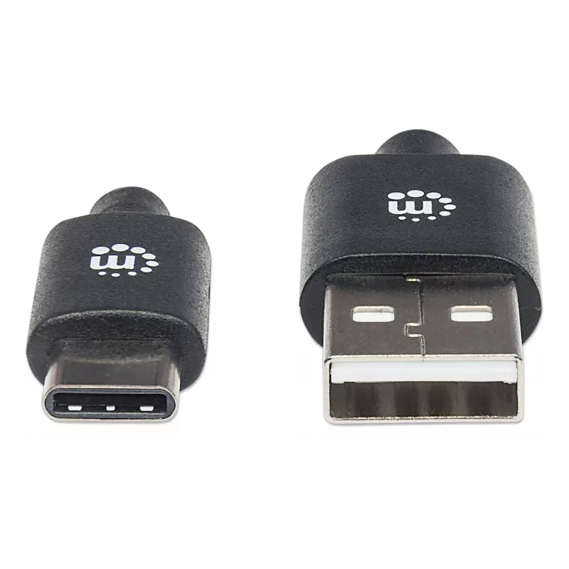 Manhattan 354936 USB-C – USB-A -kaapeli, USB 2.0, 3 m, uros–uros, musta