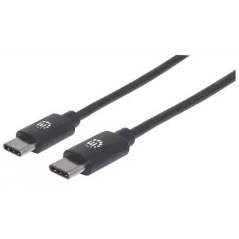 Manhattan USB-C - USB-C -kaapeli, 2 m, uros-uros, musta, 480 Mbit/s (USB 2.0), 3 A, Hi-Speed USB, elinikäinen takuu, vastaa USB2CC2M