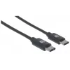 Manhattan USB-C - USB-C -kaapeli, 2 m, uros-uros, musta, 480 Mbit/s (USB 2.0), 3 A, Hi-Speed USB, elinikäinen takuu, vastaa USB2CC2M