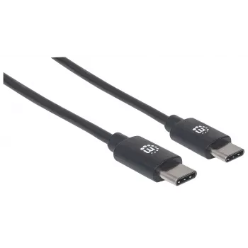 Manhattan USB-C - USB-C -kaapeli, 2 m, uros-uros, musta, 480 Mbit/s (USB 2.0), 3 A, Hi-Speed USB, elinikäinen takuu, vastaa USB2CC2M