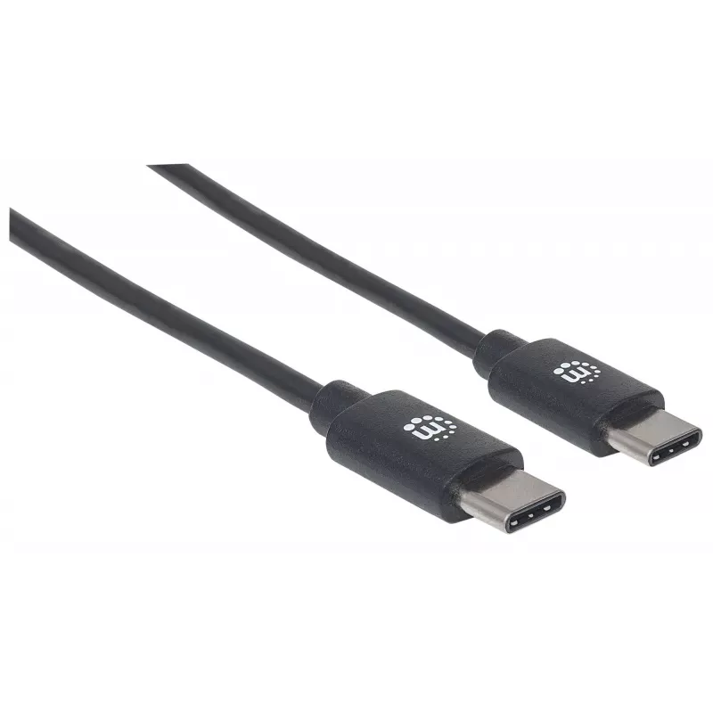 Manhattan USB-C - USB-C -kaapeli, 2 m, uros-uros, musta, 480 Mbit/s (USB 2.0), 3 A, Hi-Speed USB, elinikäinen takuu, vastaa USB2CC2M