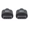 Manhattan USB-C - USB-C -kaapeli, 2 m, uros-uros, musta, 480 Mbit/s (USB 2.0), 3 A, Hi-Speed USB, elinikäinen takuu, vastaa USB2CC2M