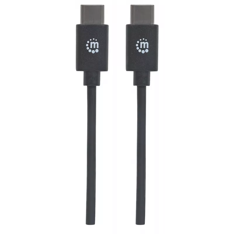 Manhattan USB-C - USB-C -kaapeli, 2 m, uros-uros, musta, 480 Mbit/s (USB 2.0), 3 A, Hi-Speed USB, elinikäinen takuu, vastaa USB2CC2M