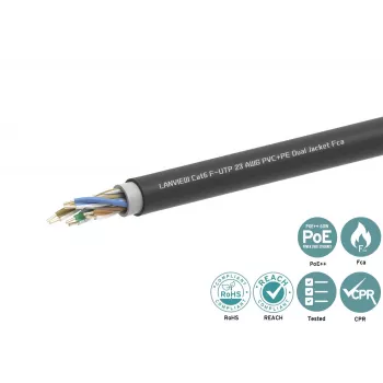 Verkkokaapeli Lanview LVN-CAT6PE-2FUTP RJ45 CAT6 305M musta